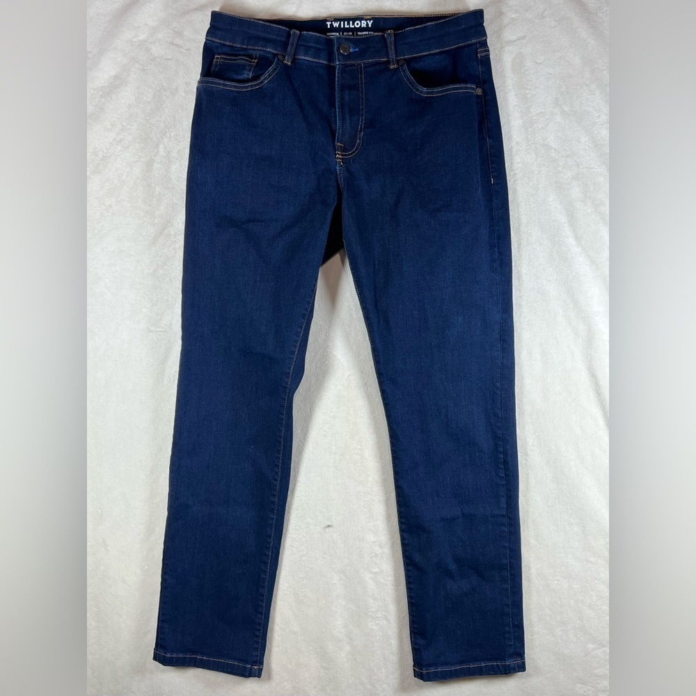 Twilllory 32W 30L Tailored Fit Technical Denim Stretch Cotton Lux Designer Jeans